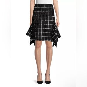 New! St. John Eyelash Tweed Windowpane Skirt Black Sz 6 $595